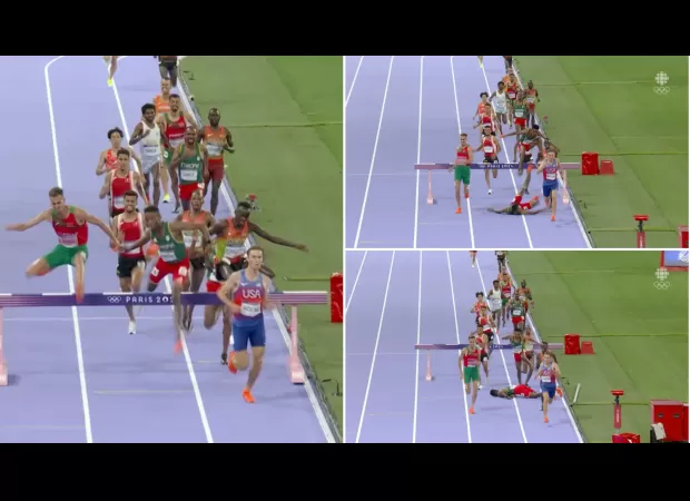 Lamecha Girma, an Olympic runner, was carried off on a stretcher after a scary fall during the steeplechase final.