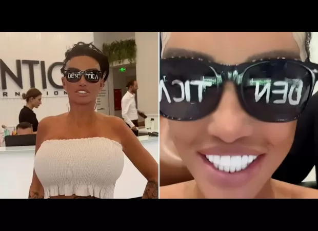 British celebrity Katie Price continues to showcase her cosmetic enhancements despite a looming arrest warrant in the UK.