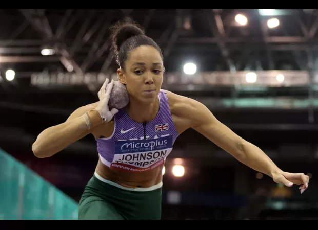 Katarina Johnson-Thompson competing in heptathlon at the Olympics.