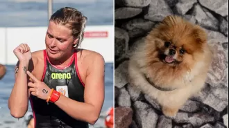 An Olympic champion dedicates their gold medal to their beloved dog who has passed away, saying their world has come to a halt.