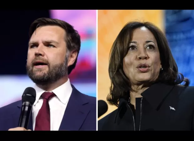 J.D. Vance attempts to approach Vice President Kamala Harris near Air Force 2.