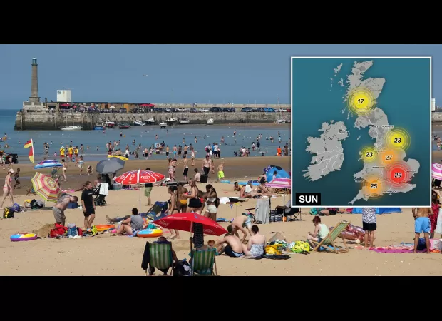 Map shows UK's hottest areas during weekend heatwave