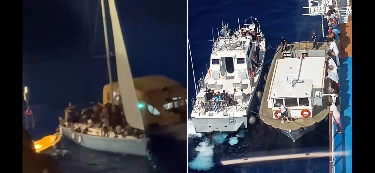 Cruise ship saves migrants from sinking boat in dramatic rescue.