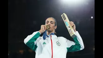 Imane Khelif celebrates groundbreaking boxing gold win with powerful statement of resilience.