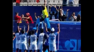 Indian hockey team returns home to a warm reception after winning bronze at Paris Olympics.