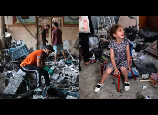 Israeli airstrike targets school shelter, killing many Palestinians.