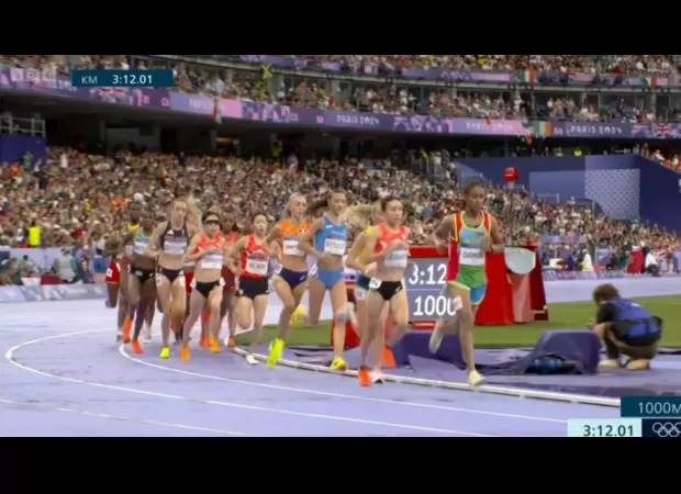 In a strange turn of events, a 10,000m runner veers off course during their race at the Paris Olympics.