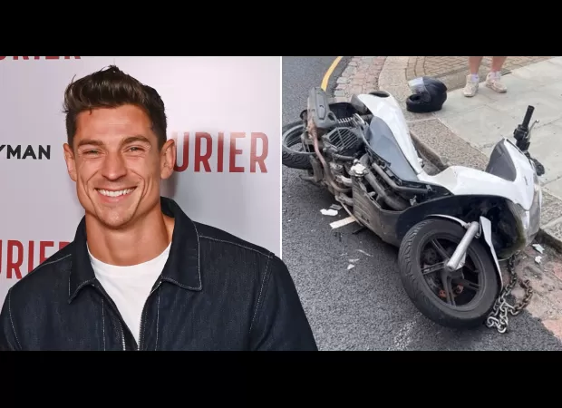 A famous actor from Netflix posts pictures of his moped accident, emphasizing how lucky he was to not be more injured.
