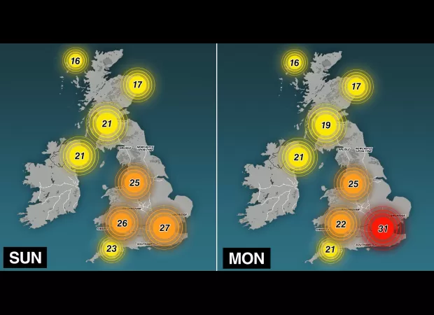 Tropical humidity and a 34°C heatwave causing unbearable conditions overnight in UK.