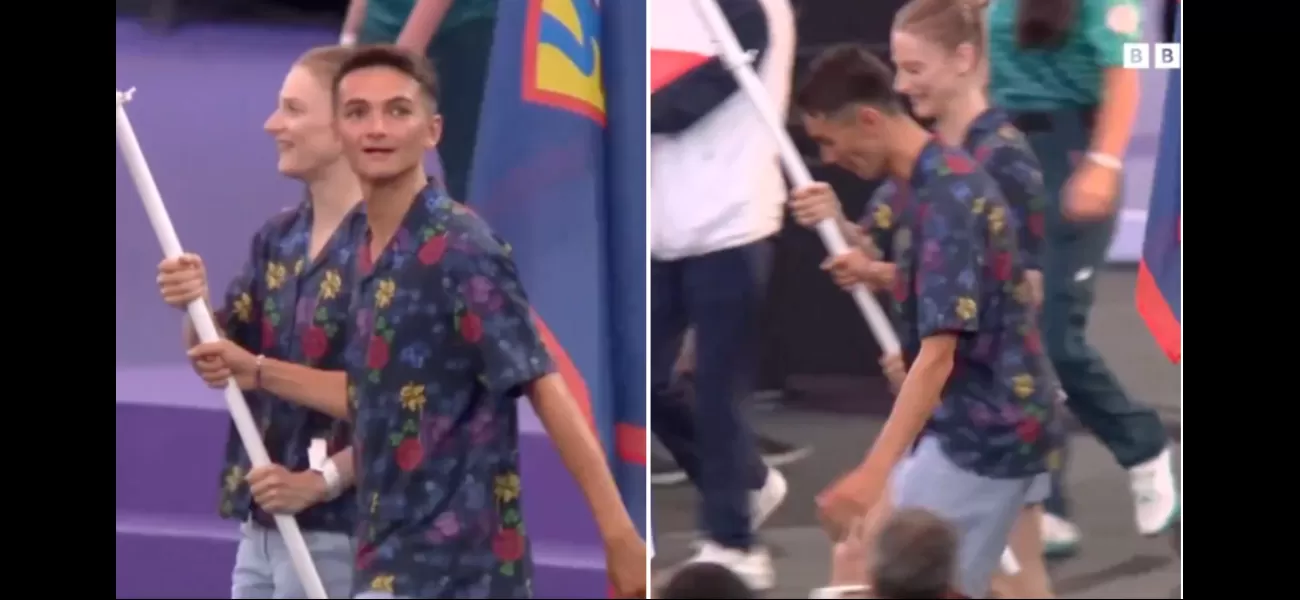 British flag carrier almost falls during Paris Olympics final ceremony among other athletes