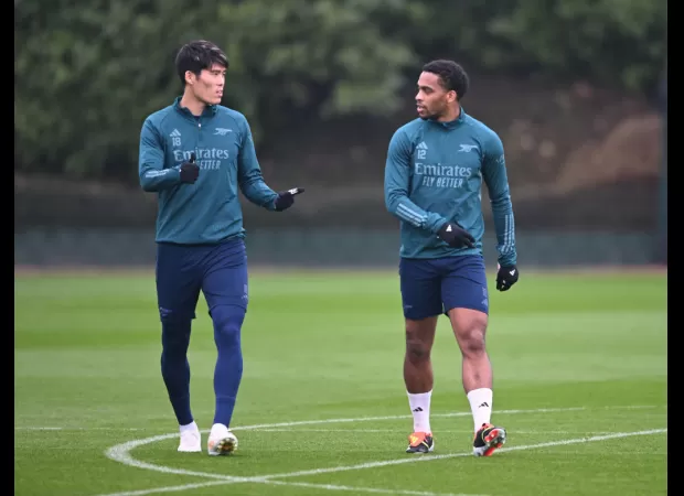 Arteta gives update on Timber and Tomiyasu injuries after Arsenal's win against Lyon.