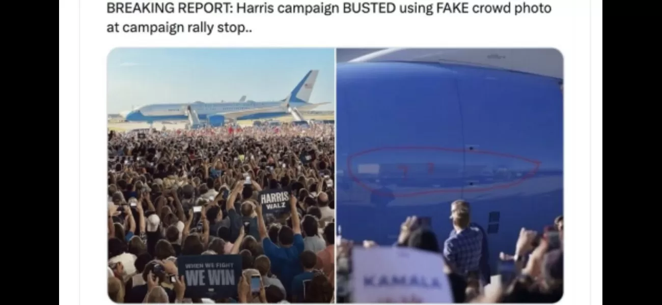 Trump is lying about Harris' crowd size, using a baseless conspiracy theory.