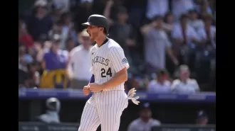 In an exciting series finale, the Rockies score seven runs in the eighth inning to defeat the Braves in a thrilling comeback victory.