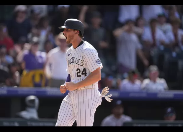 In an exciting series finale, the Rockies score seven runs in the eighth inning to defeat the Braves in a thrilling comeback victory.