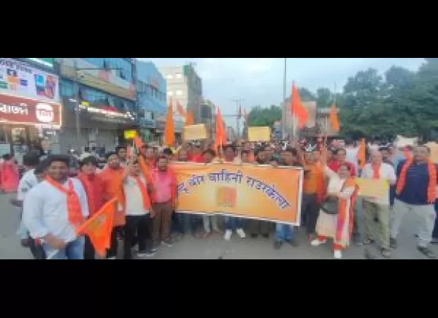 Hindu group rallies against violence towards Hindus in Bangladesh.