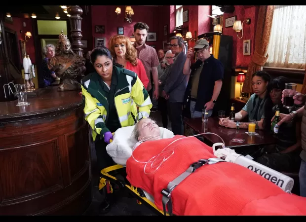 New photos suggest Linda's future on EastEnders is in jeopardy, as the Queen Vic falls into silence.