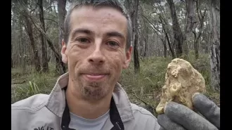 Man discovers valuable gold nugget near old mine, worth around $100k.