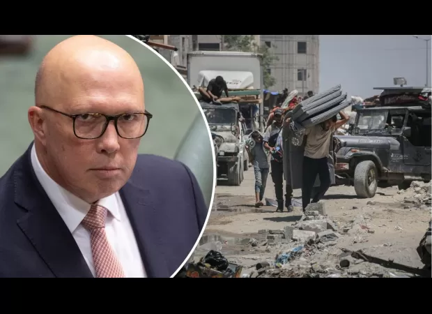 Dutton stands firm on decision to block Gaza refugees, emphasizing tough stance.