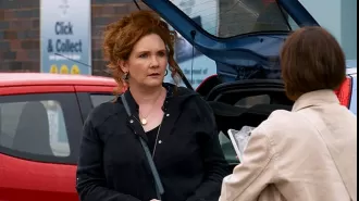 Fiz shocked by Tyrone's infidelity with Alina on Coronation Street.