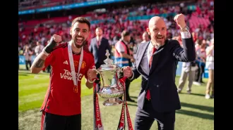 Ten Hag challenges Fernandes to win trophies after signing new contract.
