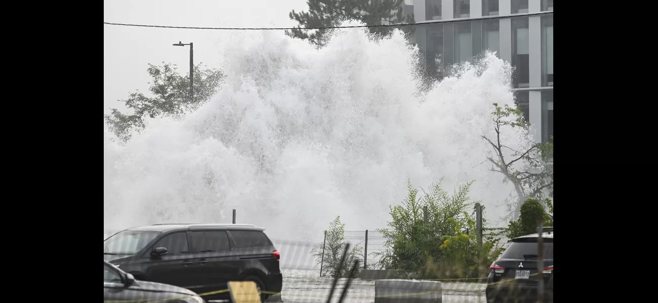 A pipe burst causes a 'geyser' of water.