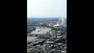 A large fire at Somerset House in London is being fought by approximately 100 firefighters.