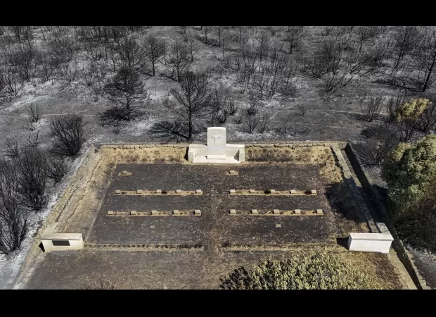Serious worry: Fire at Gallipoli puts ANZAC war graves in danger.