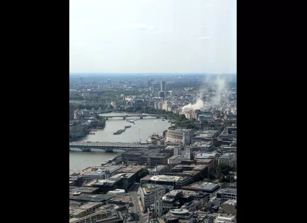 A large fire at Somerset House in London is being fought by approximately 100 firefighters.