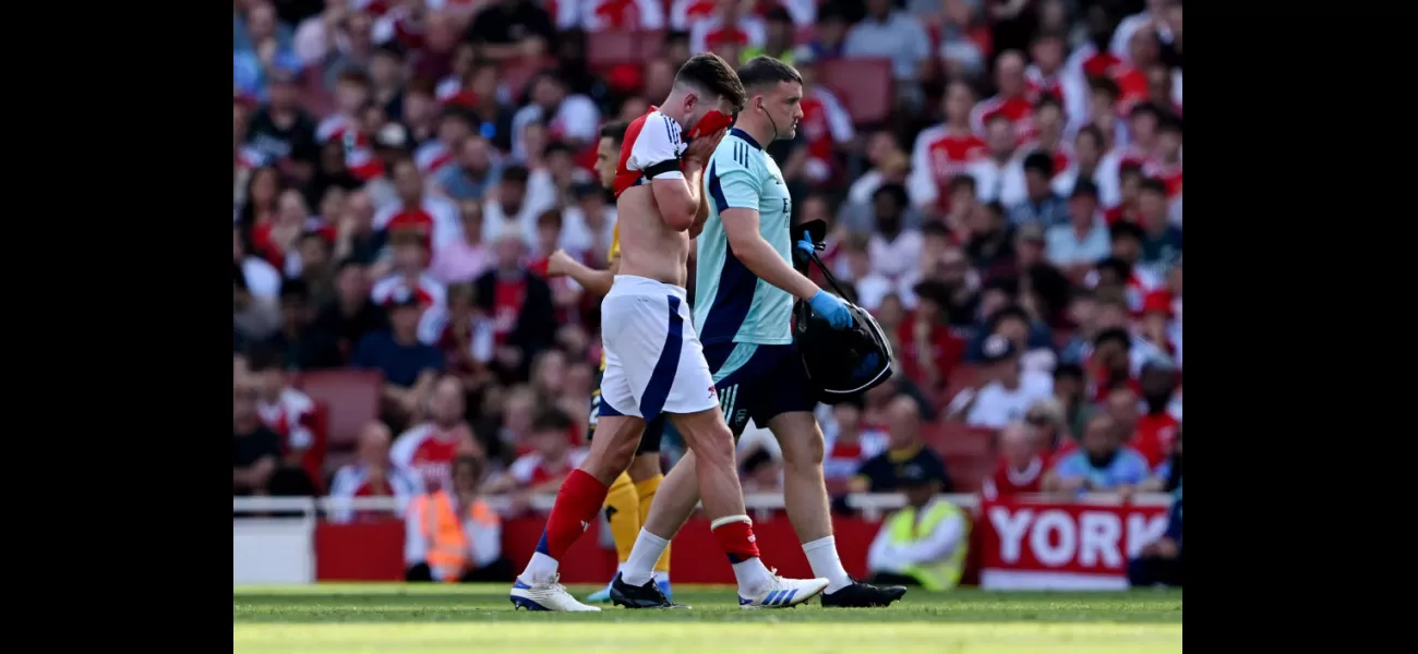 Arteta gives update on Rice's injury after he is taken off during Arsenal's match against Wolves.