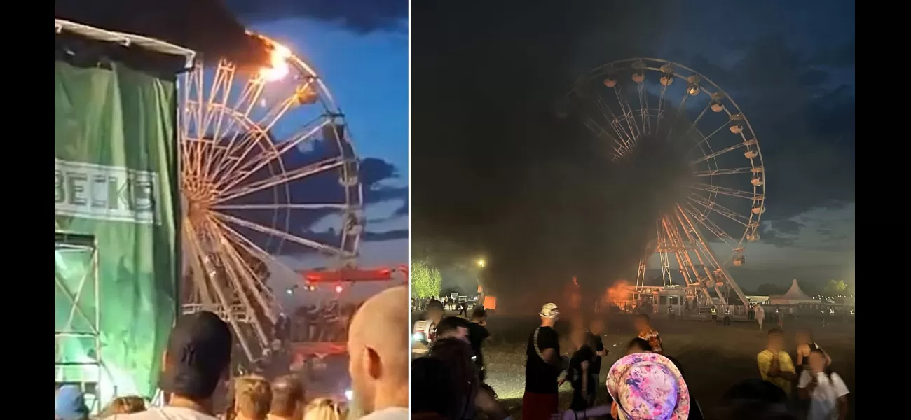 30 hurt in Ferris wheel fire at music festival.