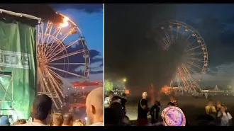 30 hurt in Ferris wheel fire at music festival.