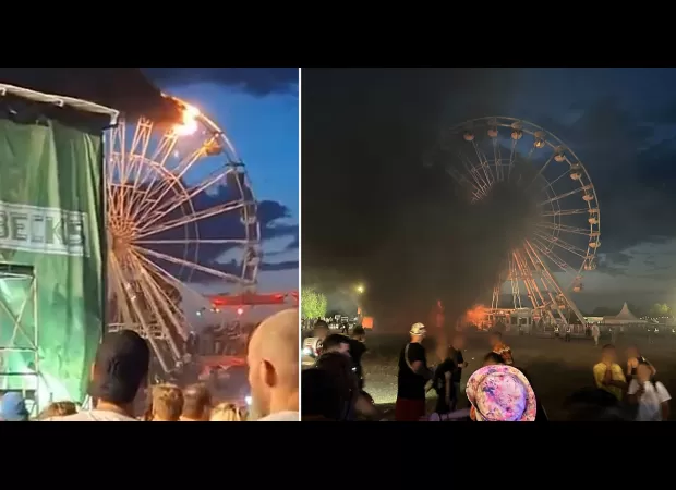 30 hurt in Ferris wheel fire at music festival.