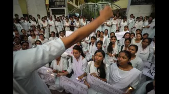 Many people participate in strike amid increasing anger over the brutal killing of a doctor.