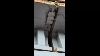 People living in the area are scared as pieces of cement are breaking off the recently constructed Joda flyover.