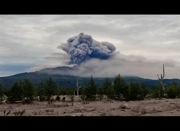 A volcano erupts in Russia's Far East following a powerful earthquake, with experts predicting a potentially stronger one.