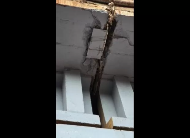 People living in the area are scared as pieces of cement are breaking off the recently constructed Joda flyover.