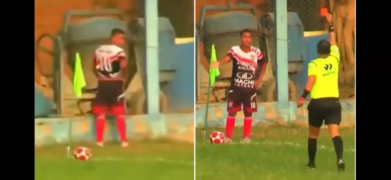 A soccer player got a red card for urinating during a game.