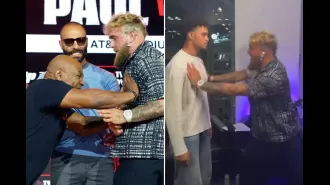 Jake Paul disses Mike Tyson after getting pushed during face-off.