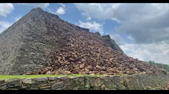 An old pyramid in Mexico collapses unexpectedly, causing concern about a potential bad omen.