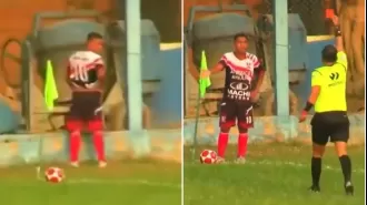 A soccer player got a red card for urinating during a game.