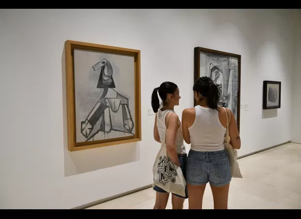 Museum staff asks child to stop drawing during art exhibit visit.