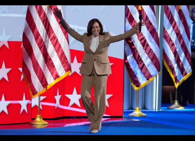 Harris unexpectedly appeared on stage at the Chicago convention.