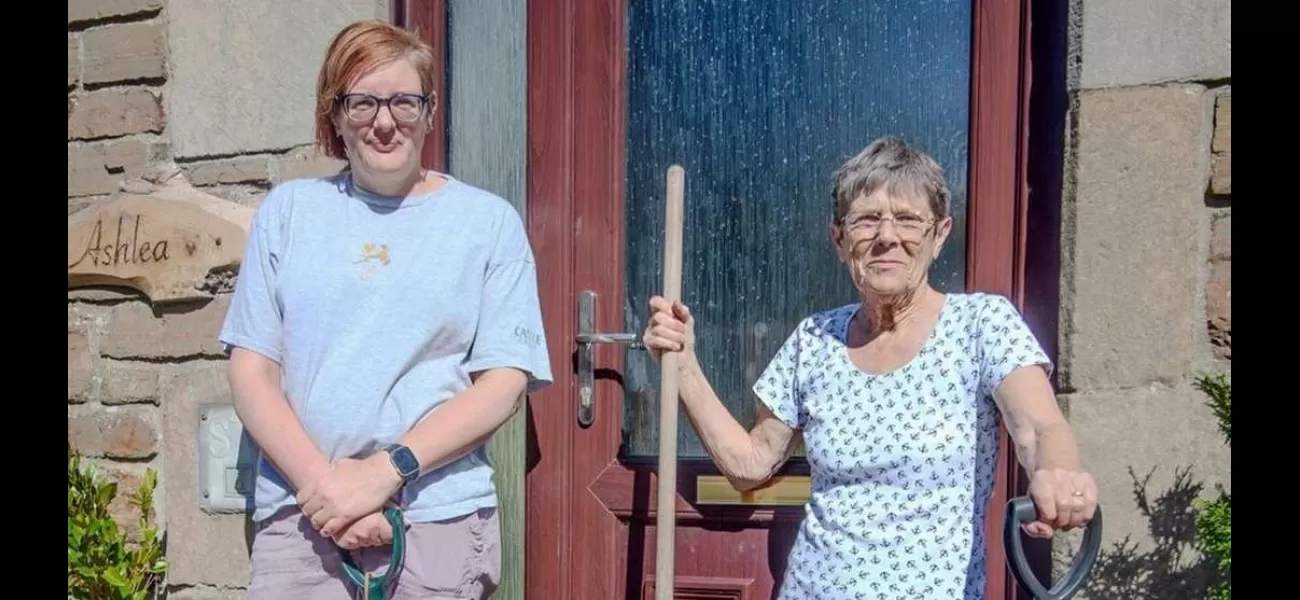 An elderly woman, 75, fixes potholes outside her home on her own initiative.