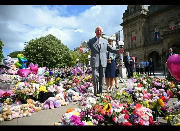 Large groups of people in Southport greeted King with cheers as he visited survivors of a recent knife attack.