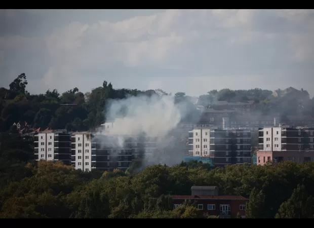 A massive blaze erupts at a residential building in southeastern London.