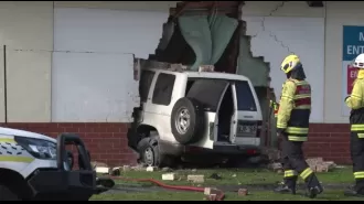 Tesla and car collide, causing vehicle to smash through wall of South Australian hospital.