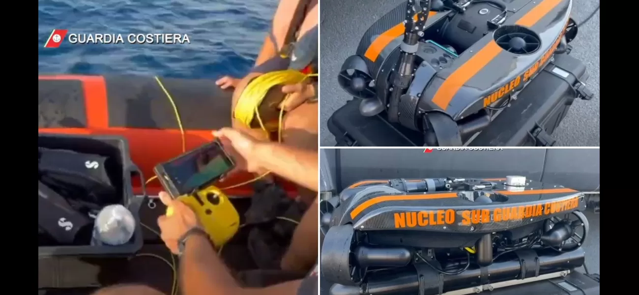 Rescuers use underwater robots to find sunken yacht.