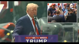 Trump embraces rally attendee despite safety concerns.