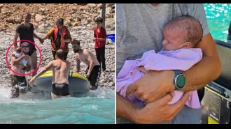Baby abandoned on Greek island with no water saved after 72 hours.