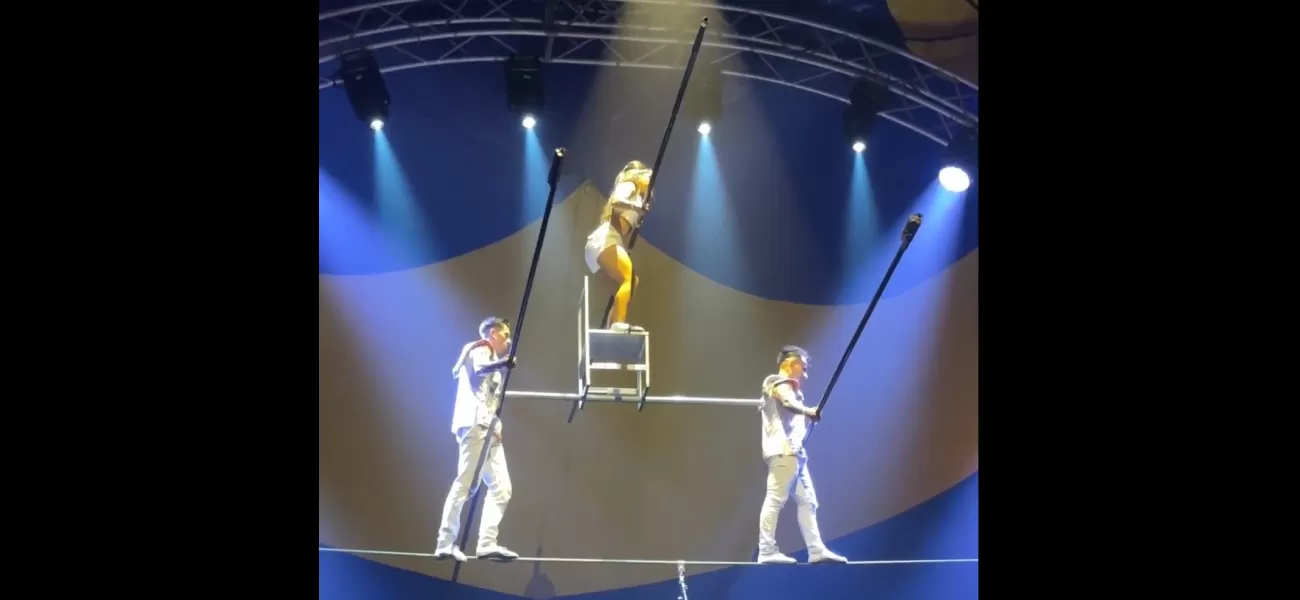 A circus performer was seriously hurt when they fell from a tightrope in front of an audience.